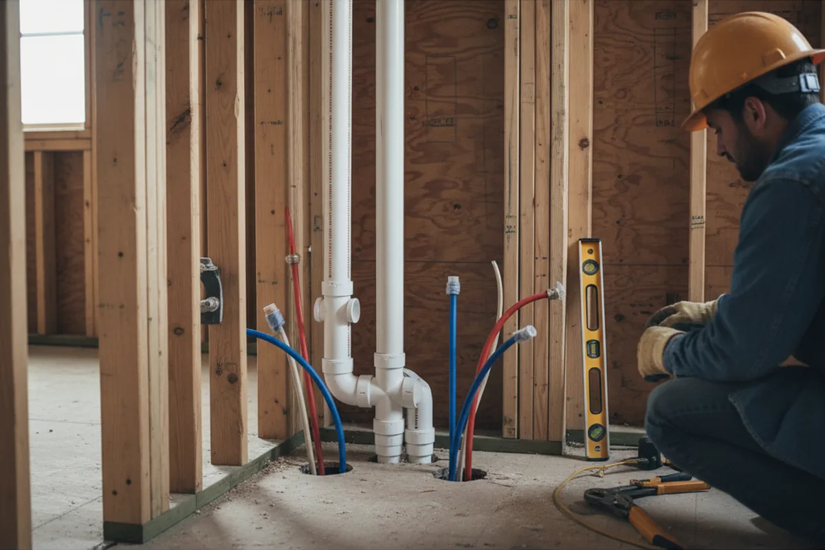 Drain and supply rough-in during Leak Detection in Hyannis